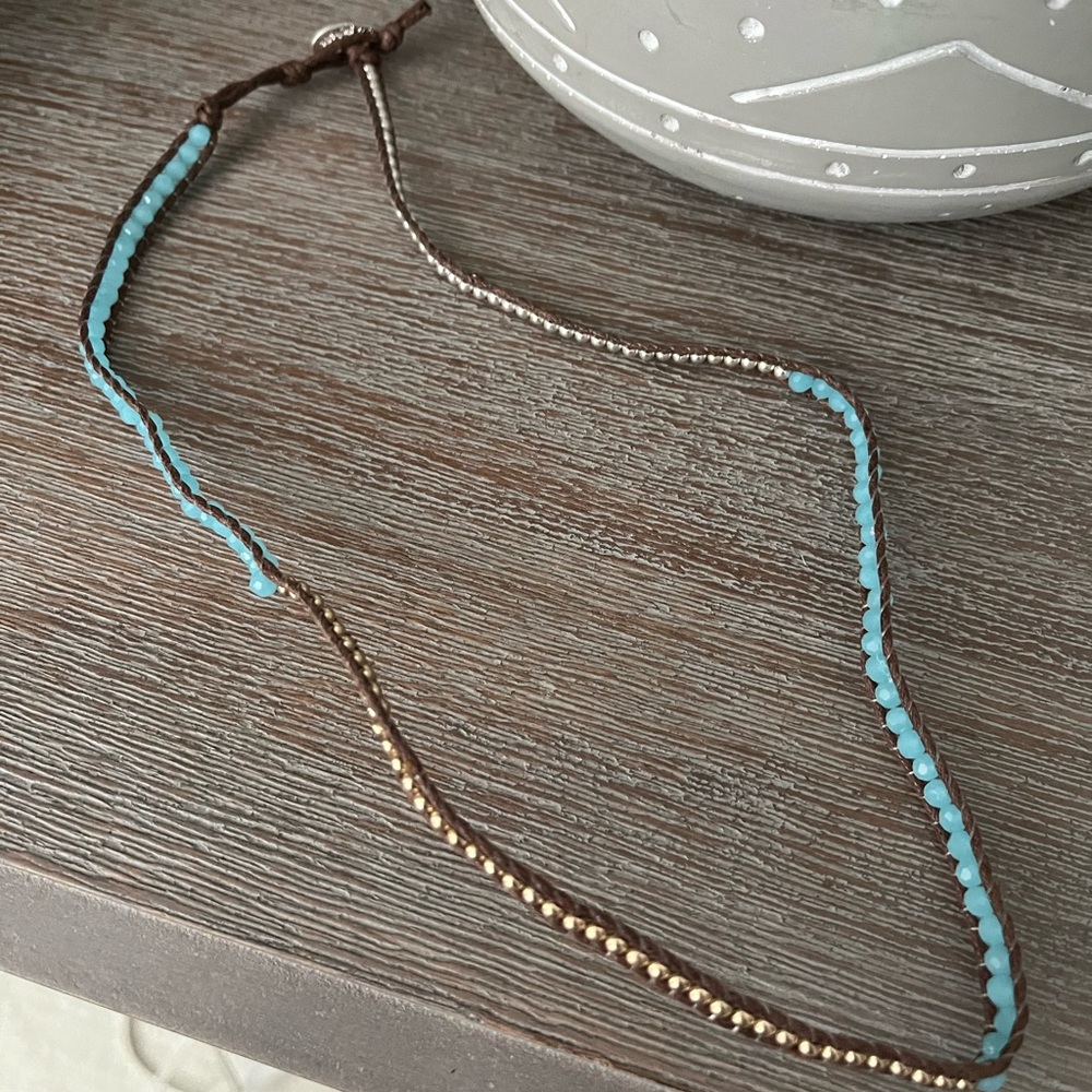 Marlyn Schiff Turquoise and Gold Beaded Necklace/Bracelet NWOT